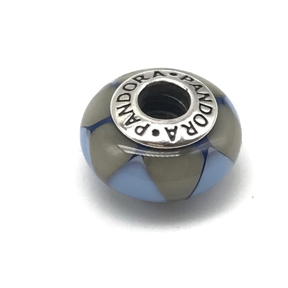 Pandora Blue Gray Captivating Triangle Murano Glass Bead Charm - Picture 1 of 4